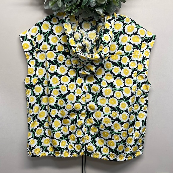 NWT Diane Von Furstenberg X Target Yellow Floral Packable Hooded Vest M - Picture 2 of 14